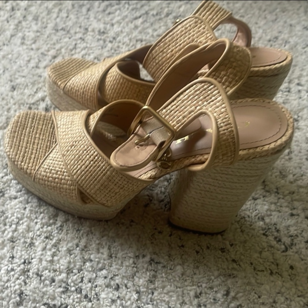 Coach Nelly Raffia Sandals in Natural